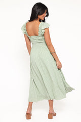 Bronte Midi Dress - Green Floral