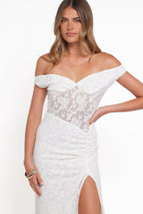 Pascha Off Shoulder Lace Maxi Dress - White