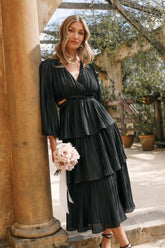 PIppa Long SLeeve Midi Dress - Black