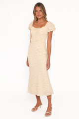 Teigan Midi Dress - Yellow Floral