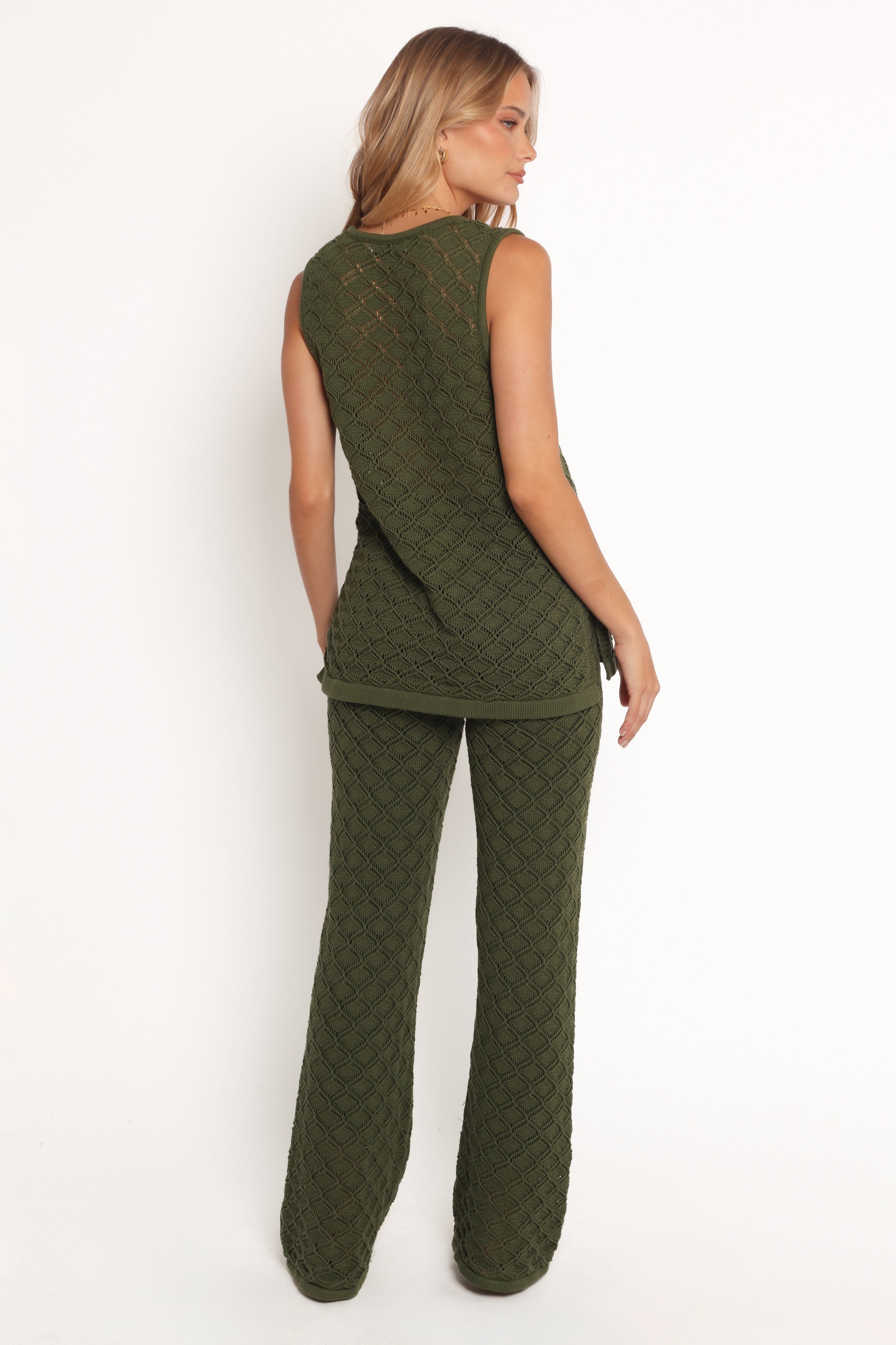 Fefe Textured Knit Pants - Olive
