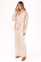Valia Wide Leg Pant - Cream