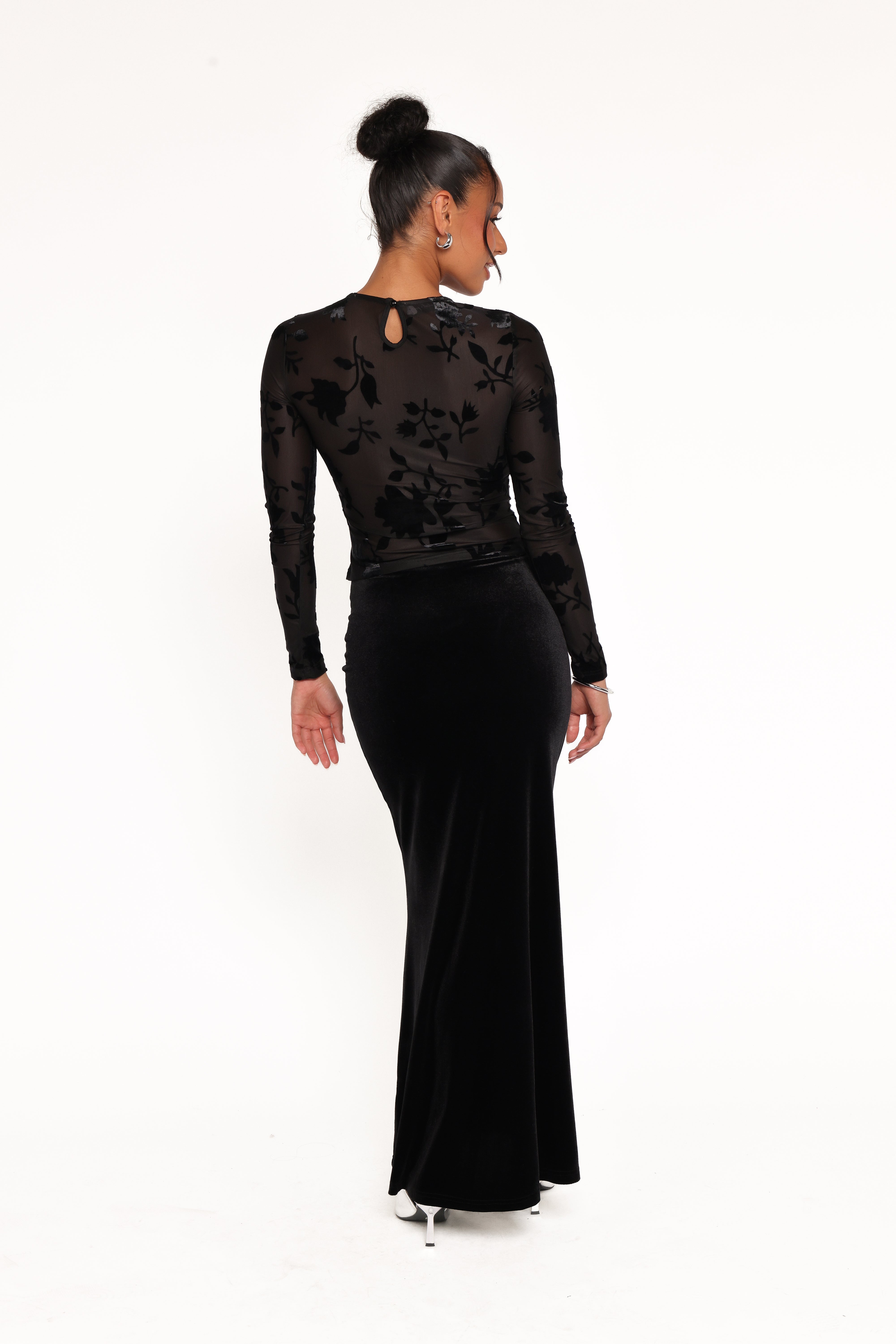 Velman Velvet Maxi Skirt - Black