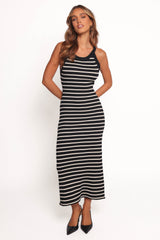 Arabella Knit Dress - Black Beige Stripe