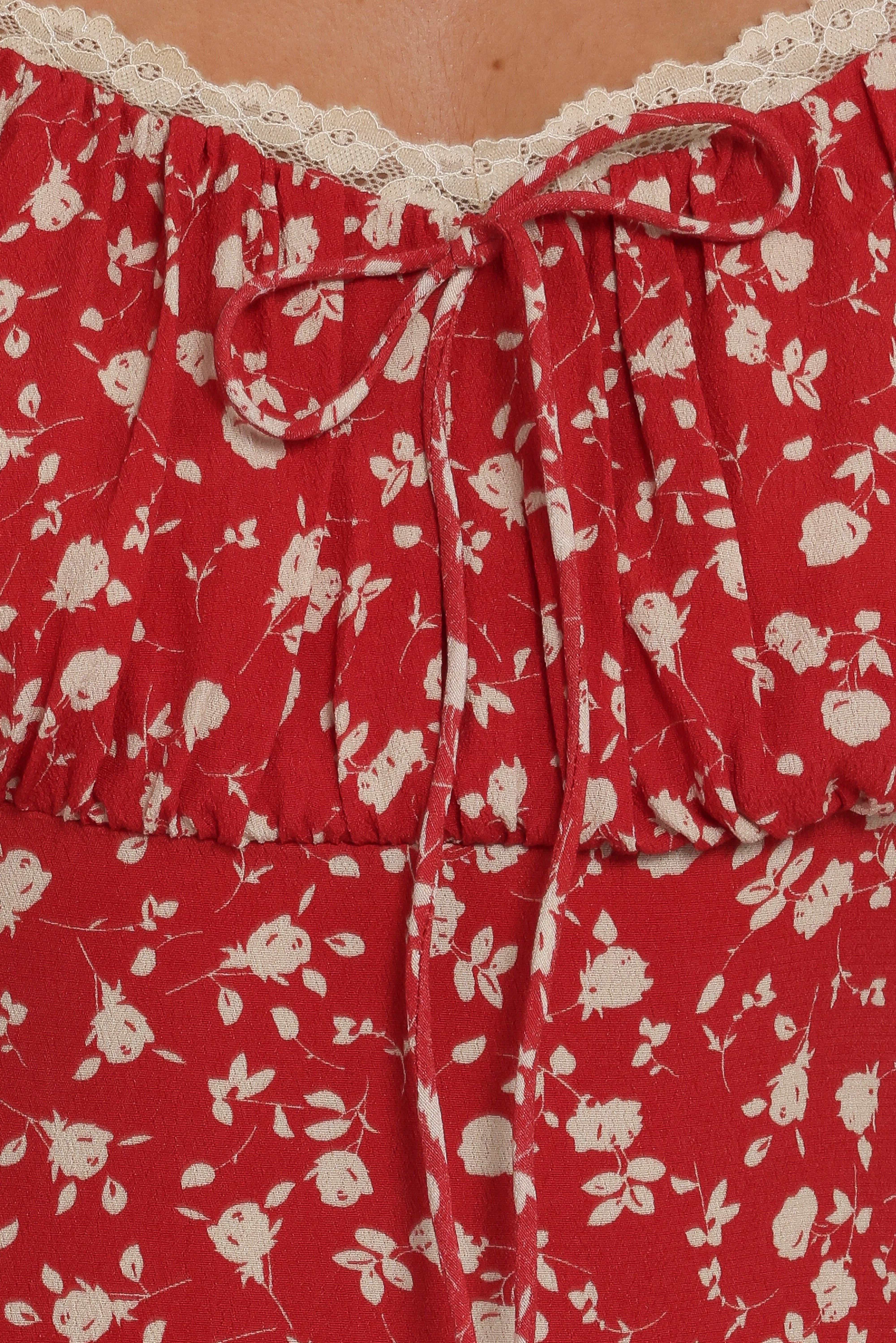 Francine Lace Midi Dress - Red Floral