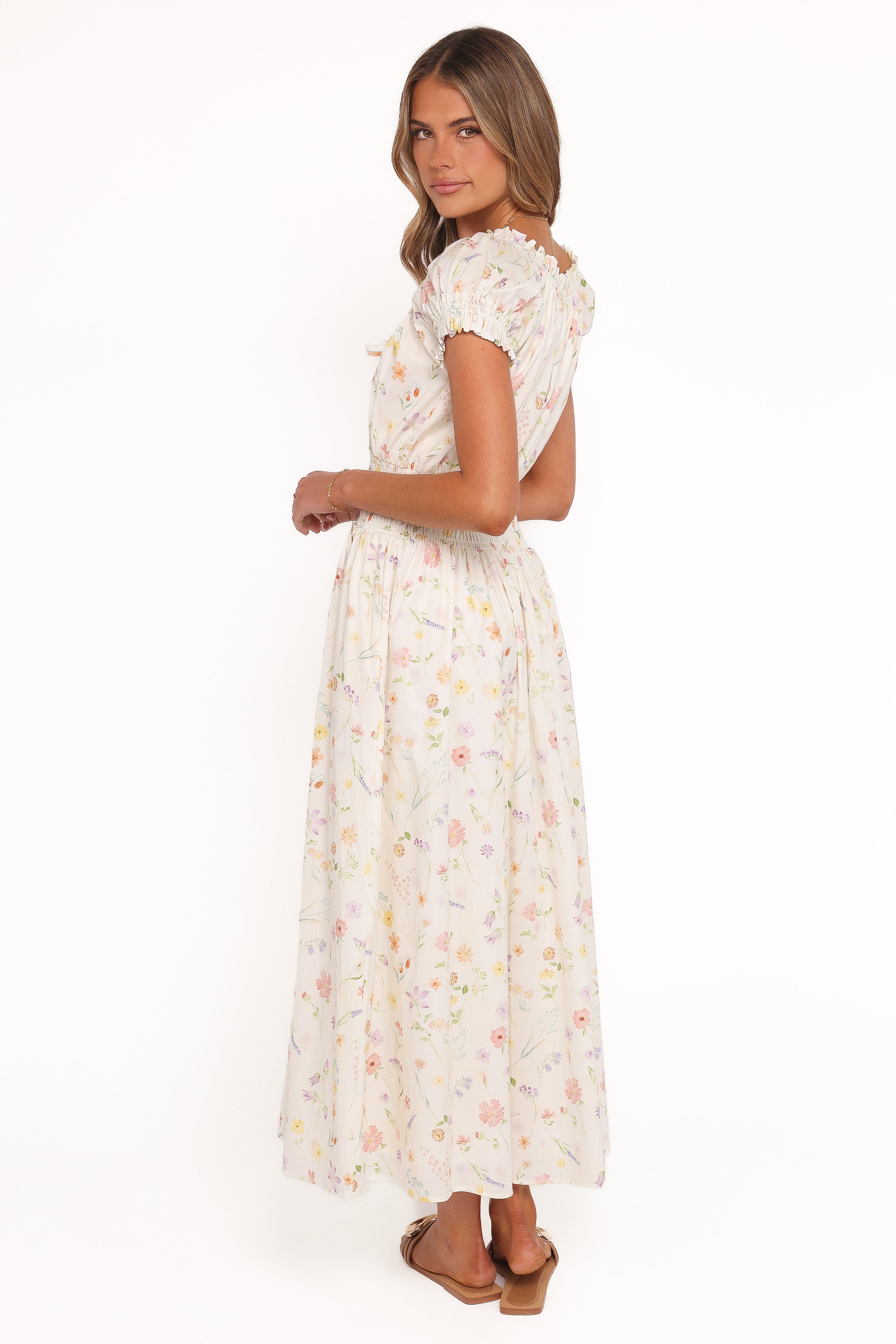 Katana Puff Sleeve Midi Dress - Floral