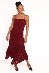 Lorde Midi Dress - Burgundy Lace