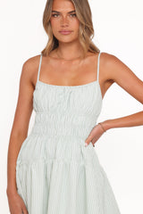 Makayla Mini Dress - Green Stripe