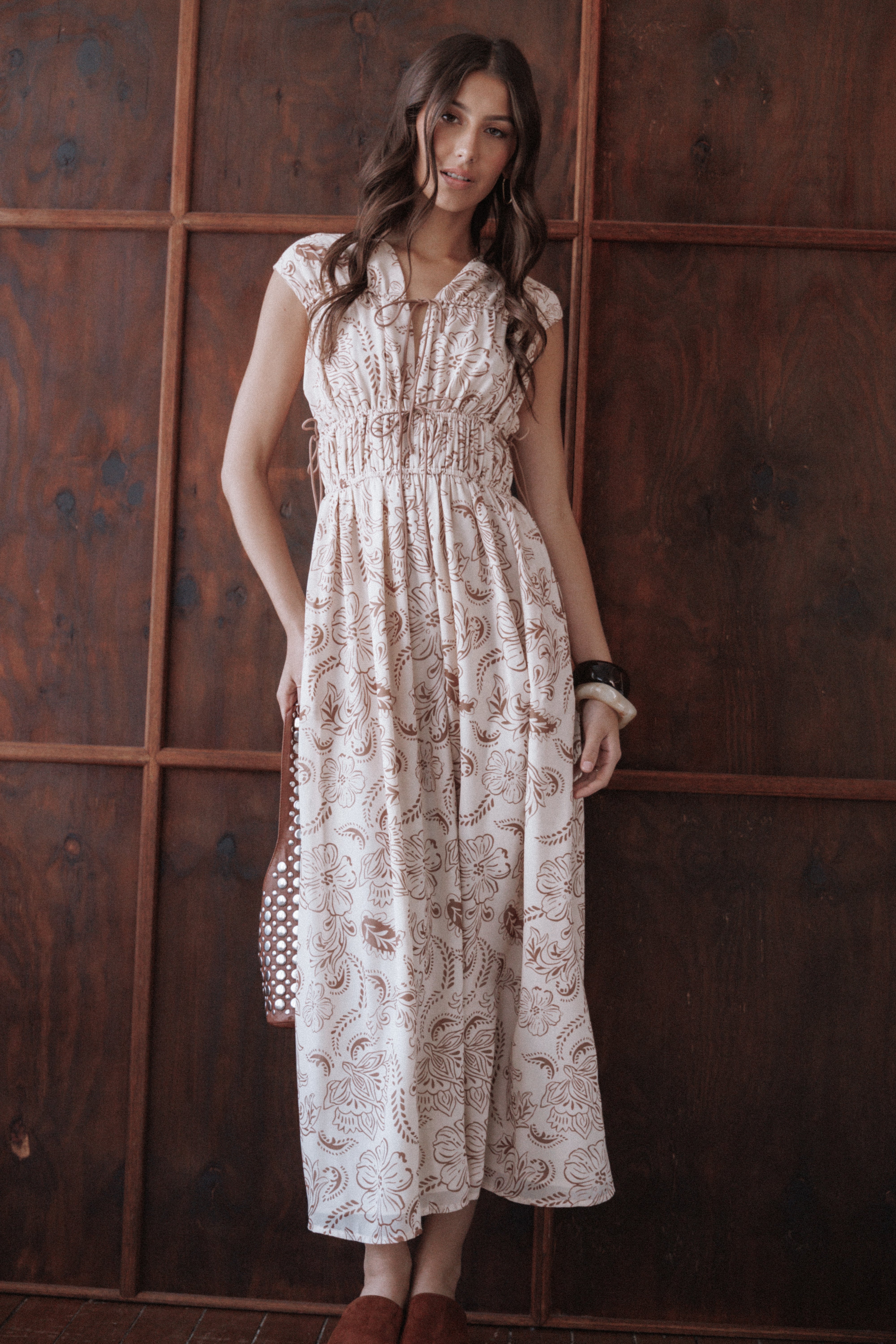 Safira Midi Dress - Brown Paisley