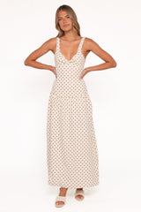 Sophina Midi Dress - Black Polka Dot