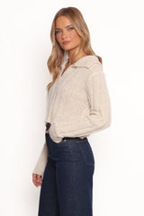 Romy Collar Knit Sweater - Ecru