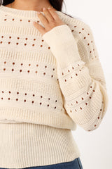 Watton Stripe Knit Sweater - Cream
