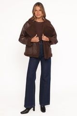 Sherpa Car Coat - Chocolate