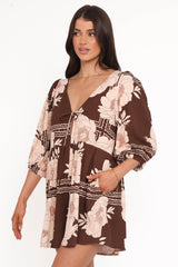 Henley Romper - Brown Floral