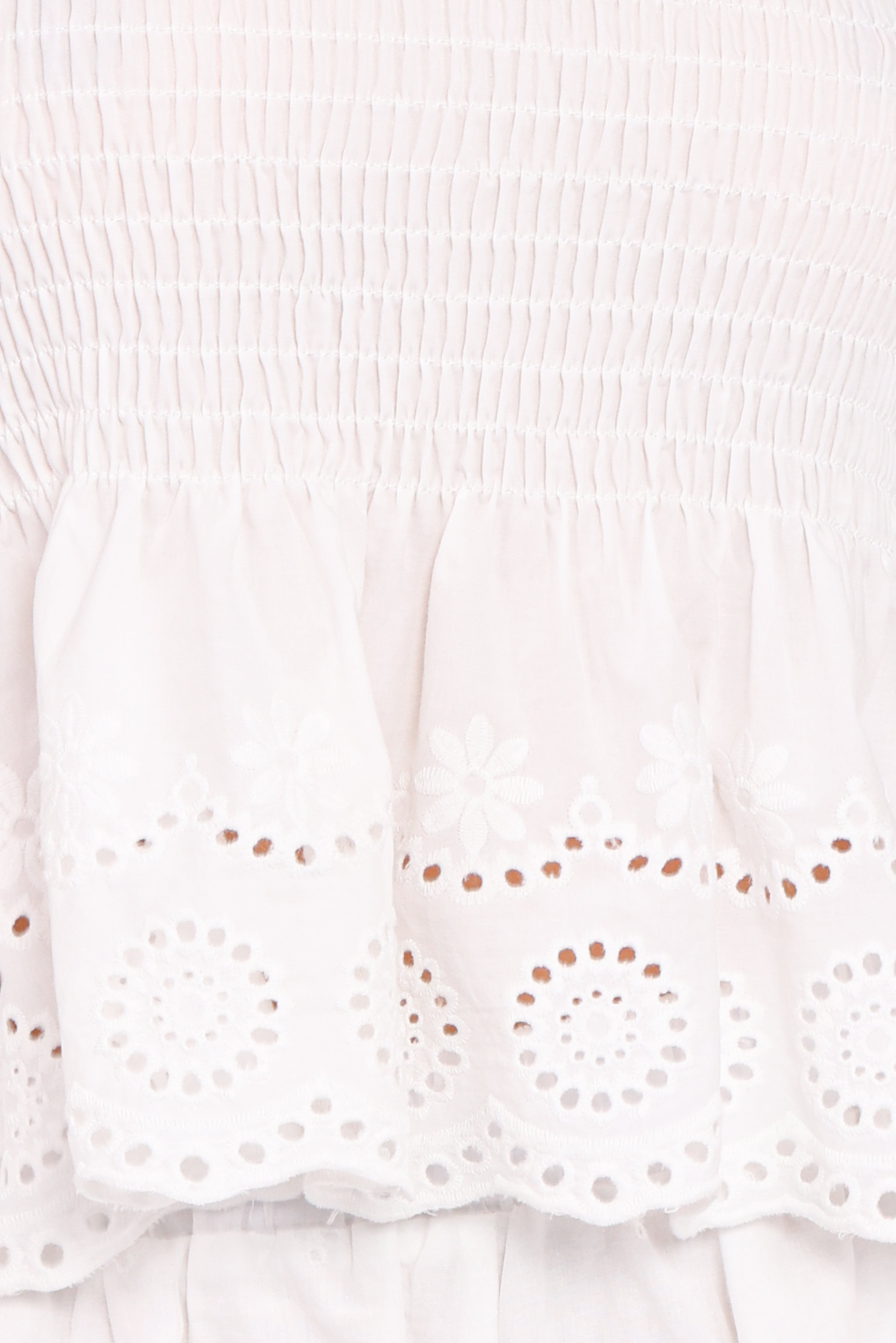 Gretal Smocked Eyelet Top - White